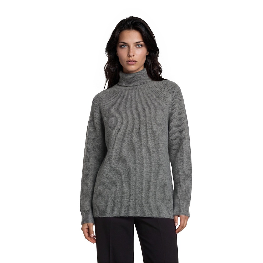 Karen Kane Metallic Turtleneck Sweater Women's Size XL Grey Ribbed Knit